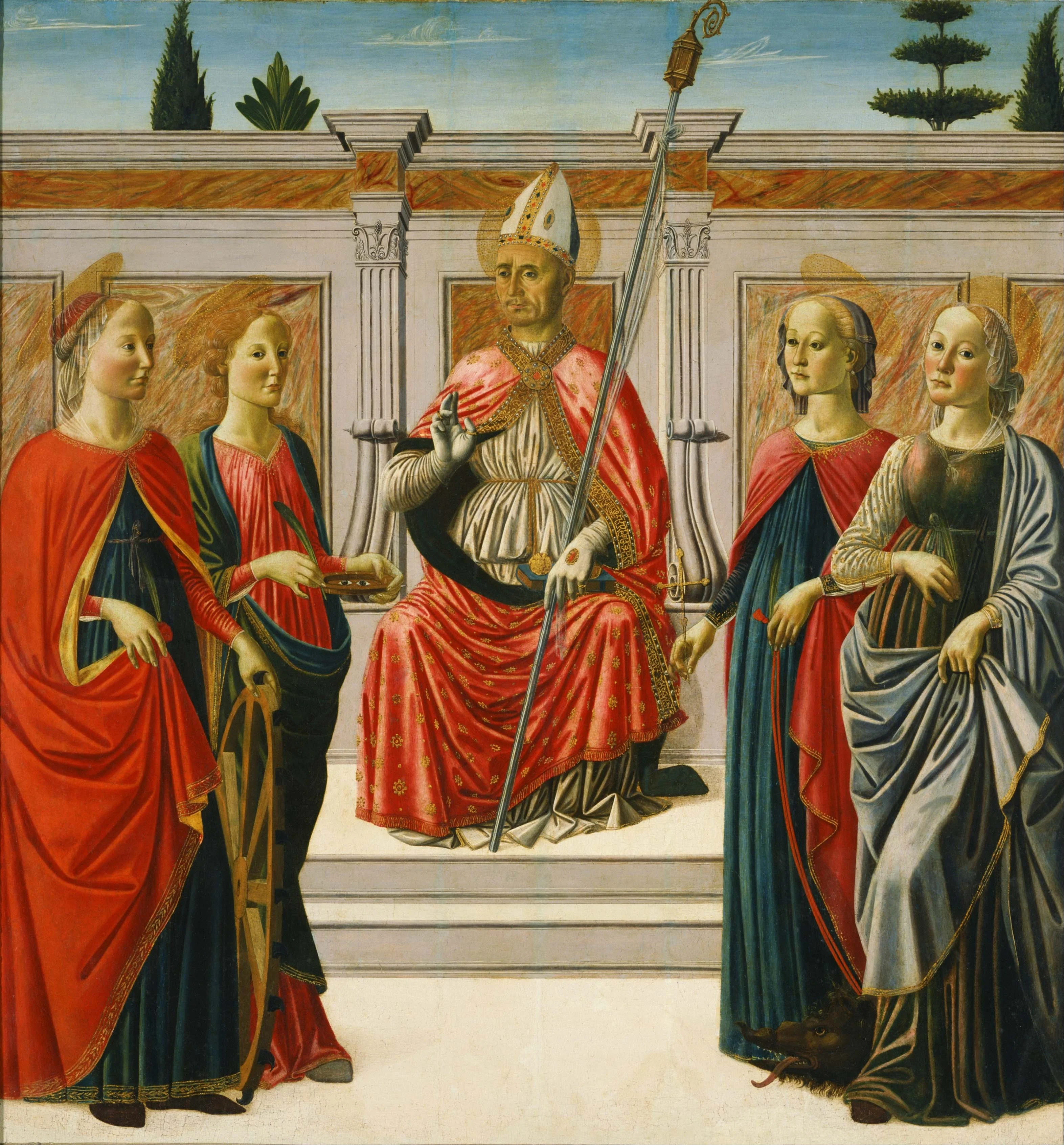 St. Nicolas and Sts. Catherine, Lucy, Margaret and Apollonia, detail
