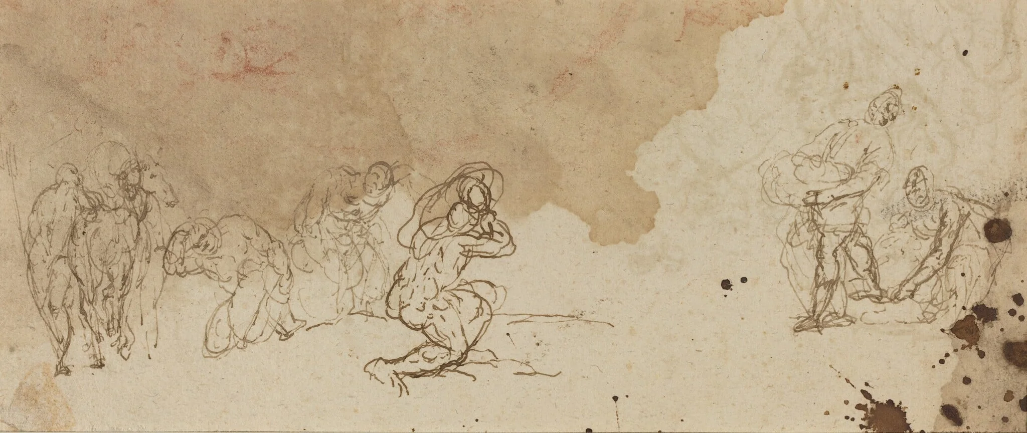 Studies of Figures for an Adoration of the Magi [verso], detail