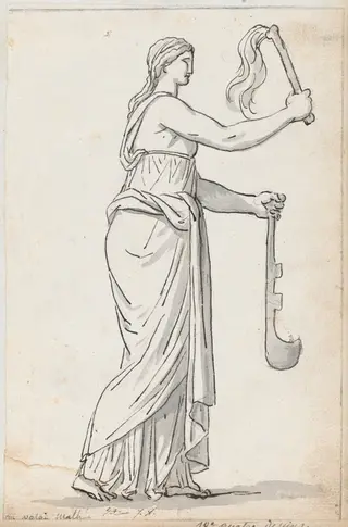 Woman from a Procession, from the Palazzo Mattei, by Jacques-Louis David, graphite, 1778