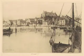 Dordrecht (Old Warehouse), by Charles A. Platt, ink, 1885