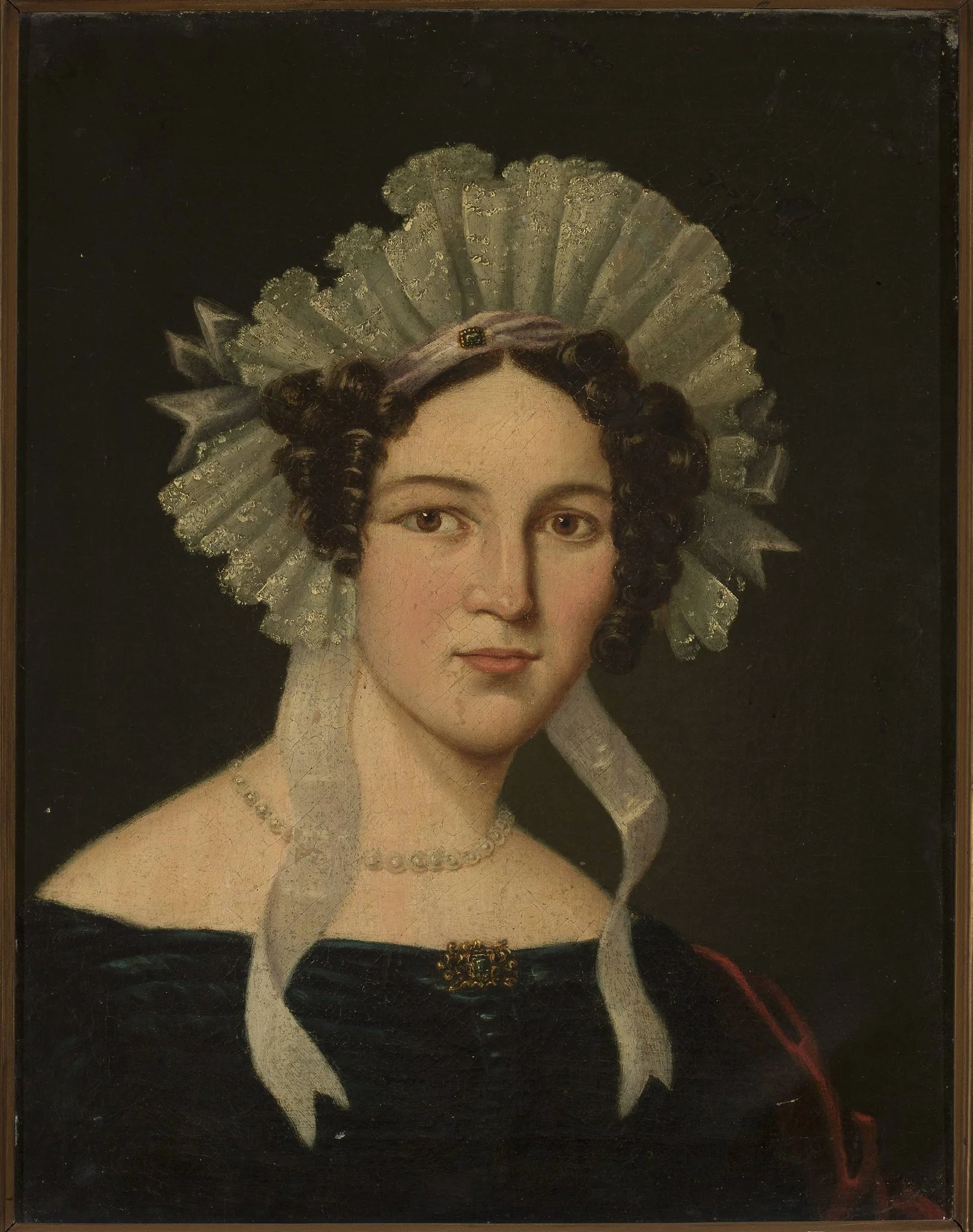 Portrait of a lady in a cap, detail
