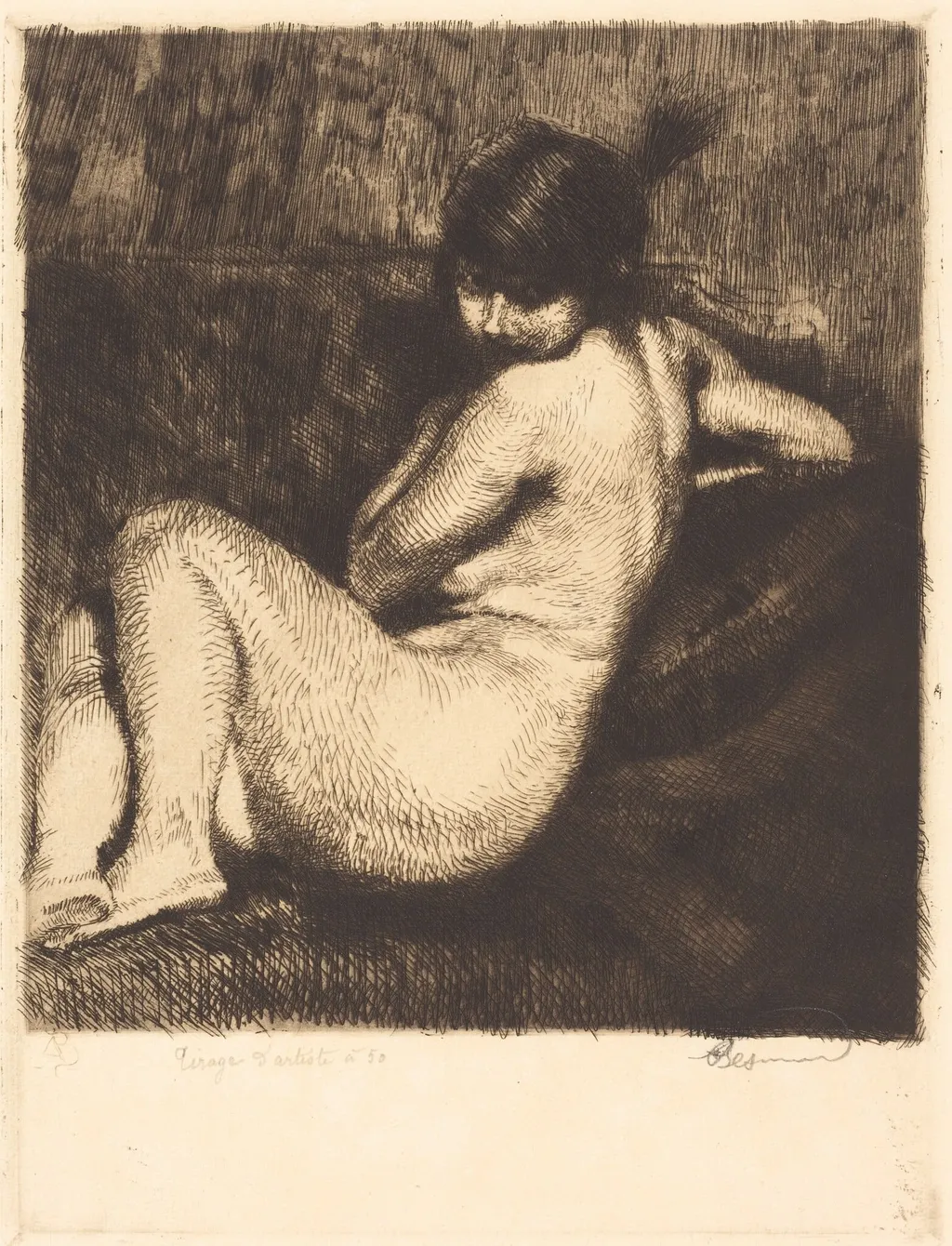 The Feathered Turban (Le turban à aigrette), by Paul-Albert Besnard, ink, 1901