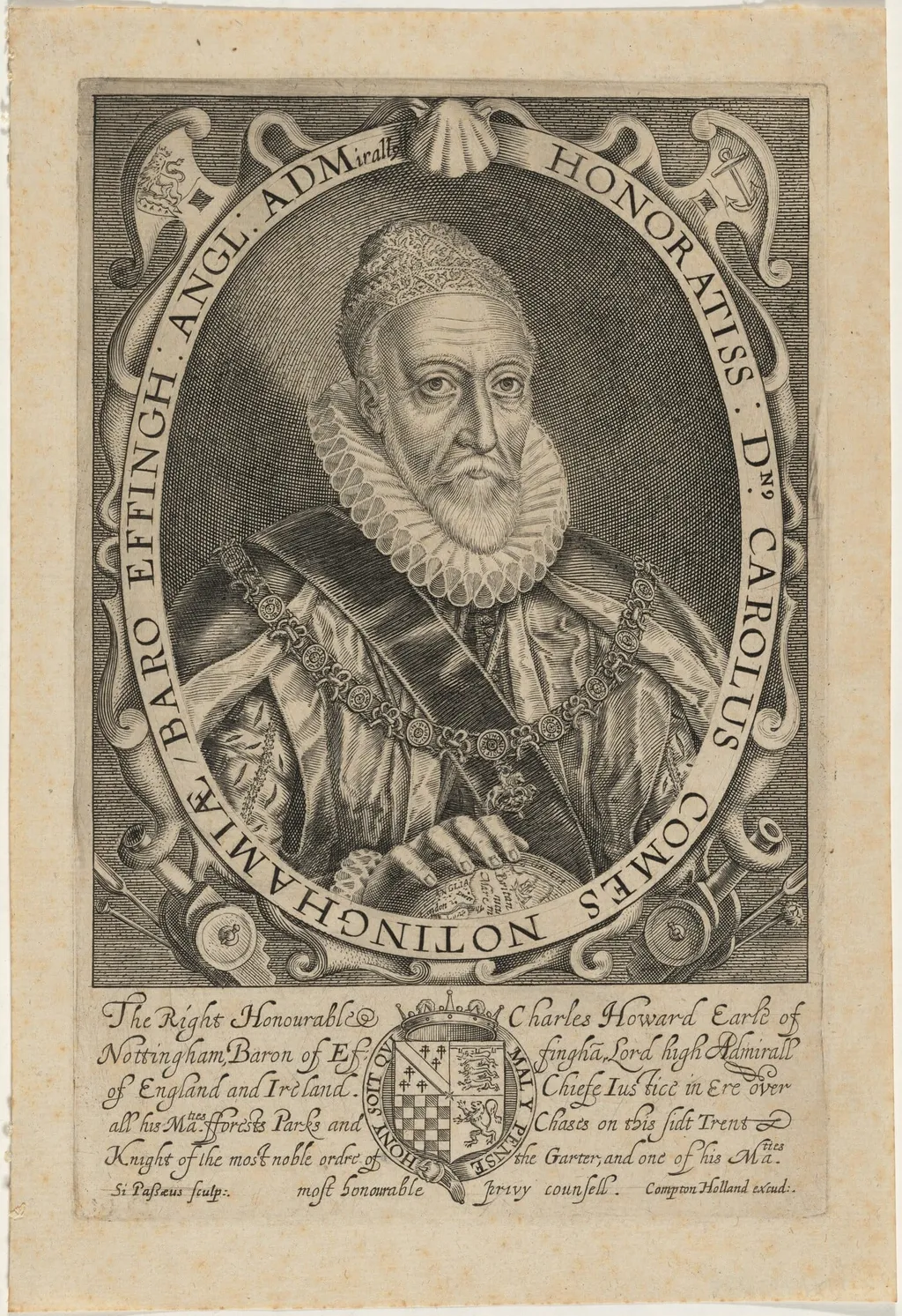 Charles Howard, First Earl of Nottingham, by Simon van de Passe, ink, 1621