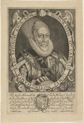 Charles Howard, First Earl of Nottingham, by Simon van de Passe, ink, 1621