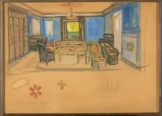 Set Design for Henrik Ibsen's "Hedda Gabler", by Edvard Munch, gouache, 1906