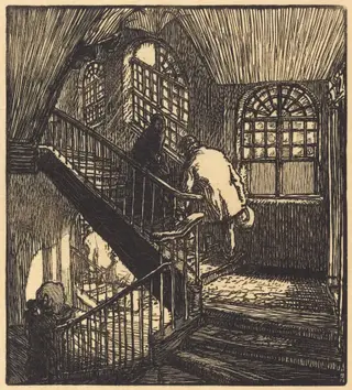 Escalier de la maison ou etait le Chateau Rouge, by Auguste Louis Lepère, ink, 1901