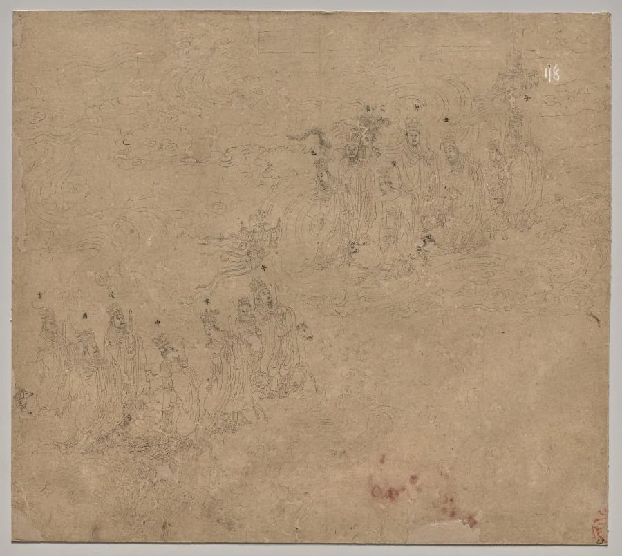 Album of Daoist and Buddhist Themes: Procession of Daoist Deities: Leaf 25, detail