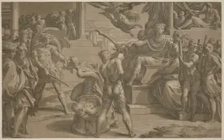 The Martyrdom of Saints Peter and Paul [recto], by Antonio da Trento, ink, 1530