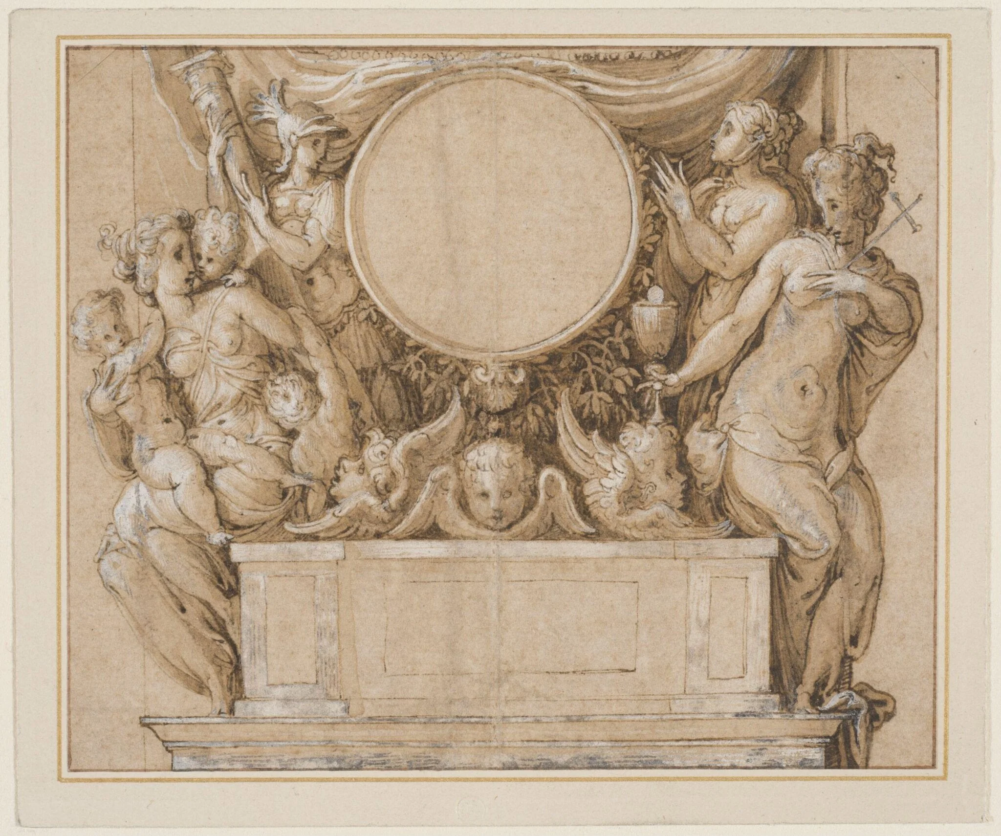 Fragments of a design for a fresco in the Palazzo Vecchio, Florence, detail