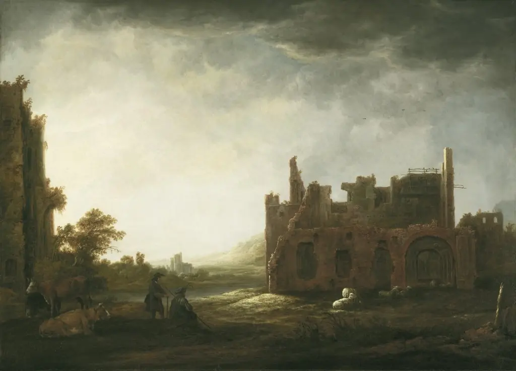 Landscape with the Ruins of Rijnsburg Abbey, by Aelbert Cuyp, oil, 1645