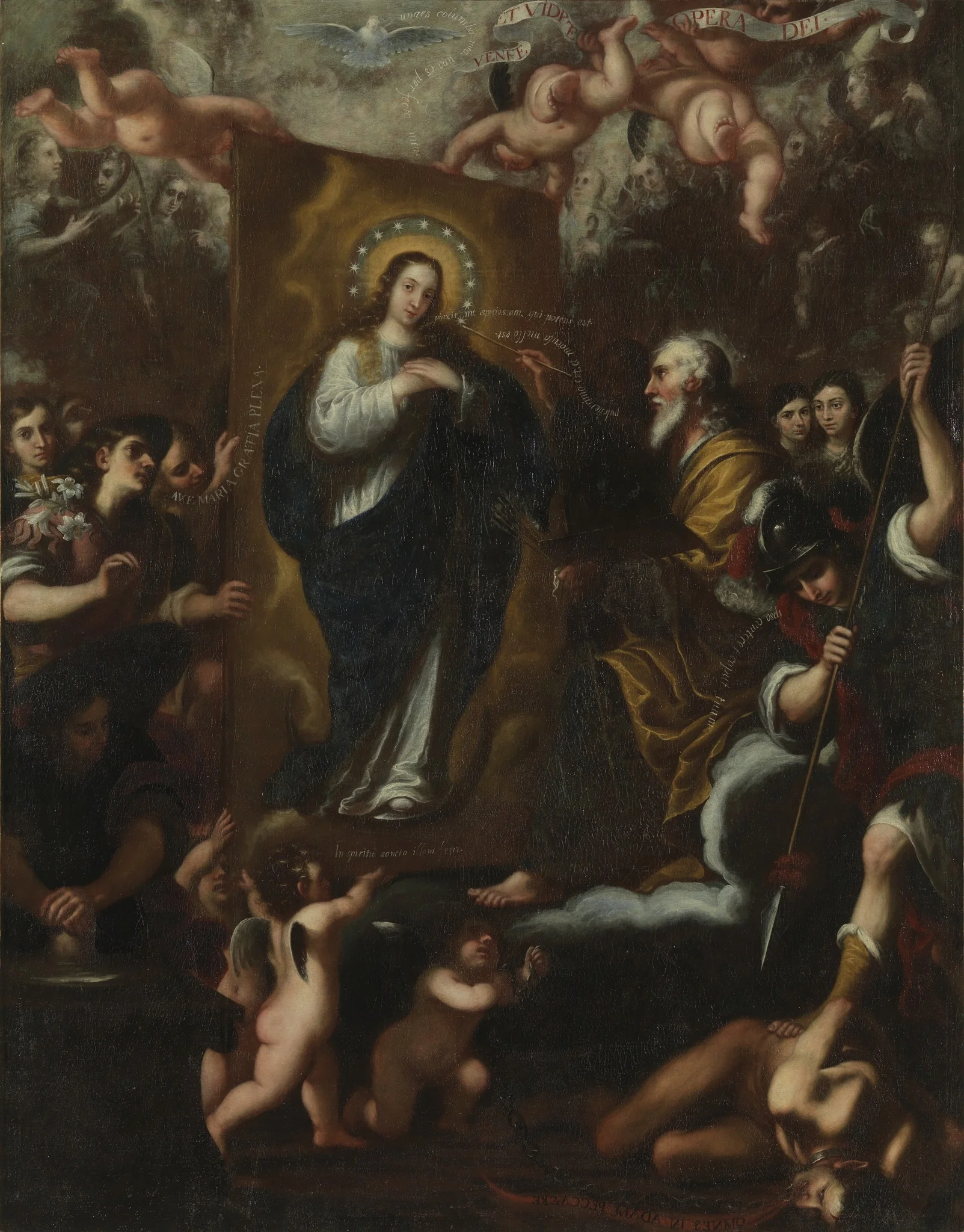 God the Father painting the Immaculate Conception, detail