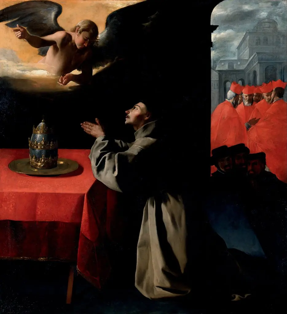 The Prayer of St. Bonaventura about the Selection of the New Pope, by Francisco de Zurbarán, oil, 1628