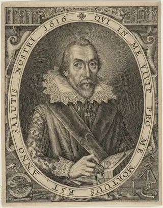 Aaron Rathborne, by Simon van de Passe, ink, 1616