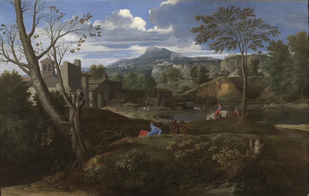 Ideal landscape, by Nicolas Poussin, oil, 1648