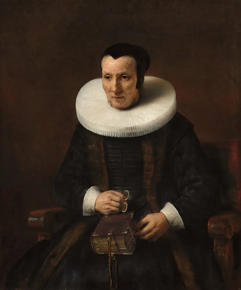 An Old Lady with a Book, by Rembrandt van Rijn, oil, 1637