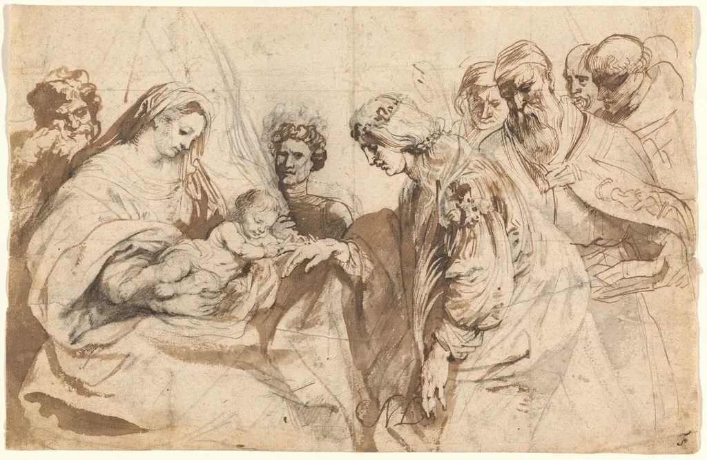 The Mystic Marriage of Saint Catherine, by Anthony van Dyck, ink, 1618