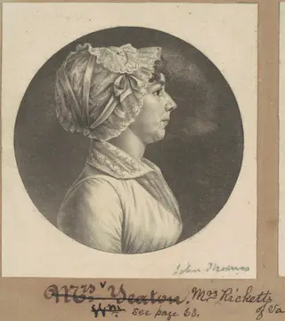 Mary Barr Ricketts, by Charles B. J. Févret de Saint-Mémin, ink, 1805