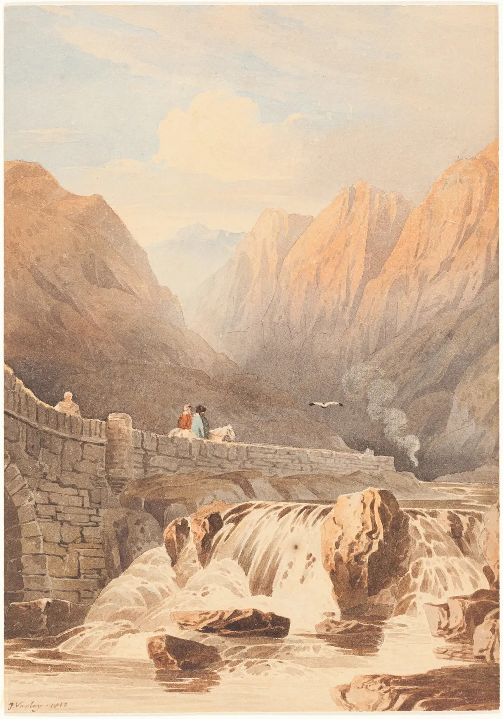Pont Aberglaslyn, by John Varley, graphite, 1812