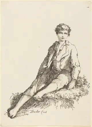 Young Boy Seated, by Thomas Barker, ink, 1803