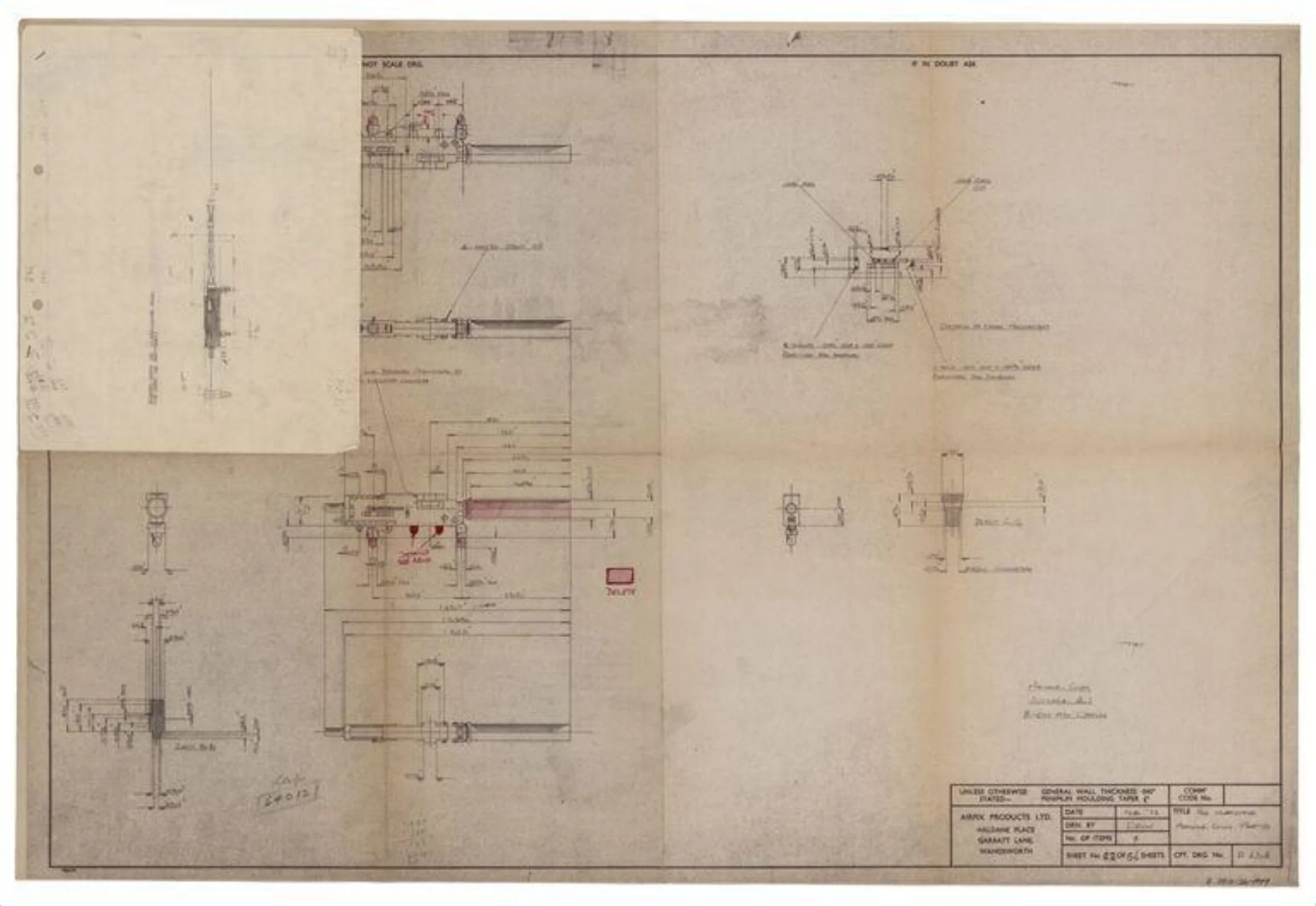Plans, Drawings and Sketches for a Hurricane Aircraft Model Kit, detail