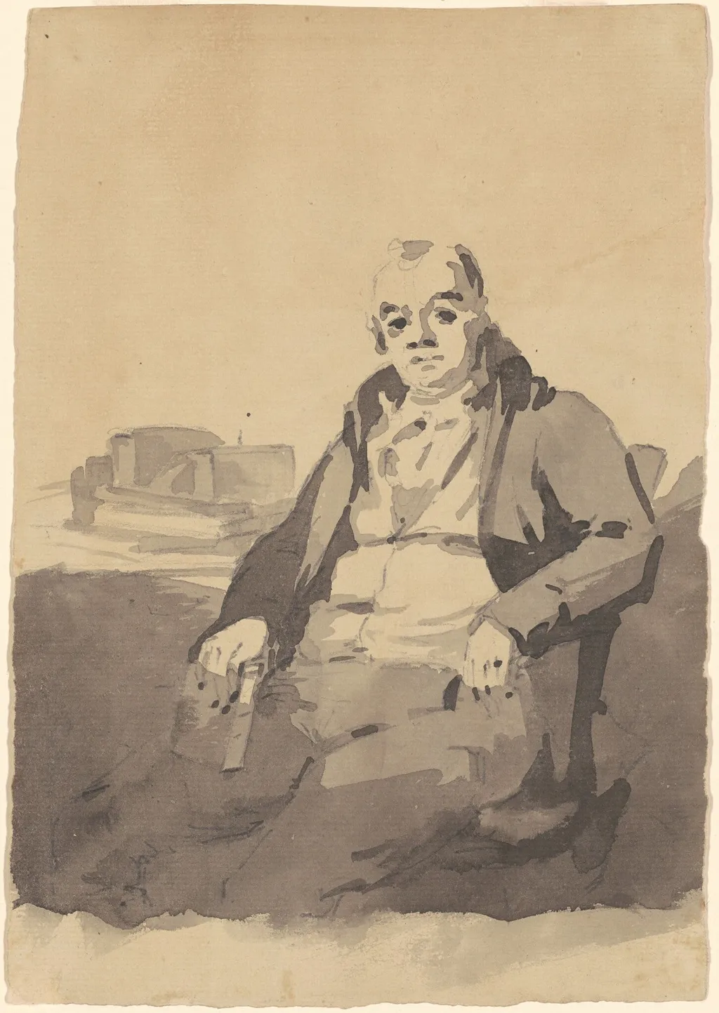 Man Holding a Book [recto], by Thomas Sully, graphite, 1815