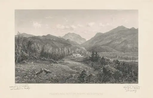 Franconia Notch, White Mountains, by Stephen Alonzo Schoff, ink, 1854