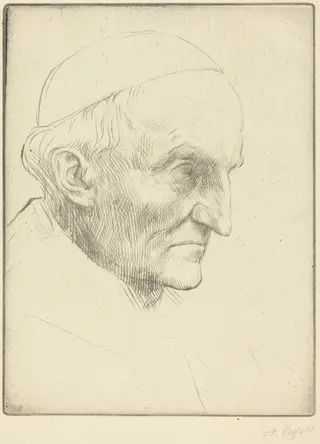 Cardinal Manning, 3rd plate, by Alphonse Legros, ink, 1874