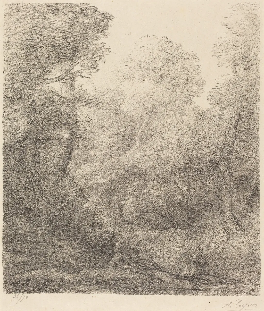 Landscape: Morning Mist (Paysage: Brumes du matin), by Alphonse Legros, ink, 1874
