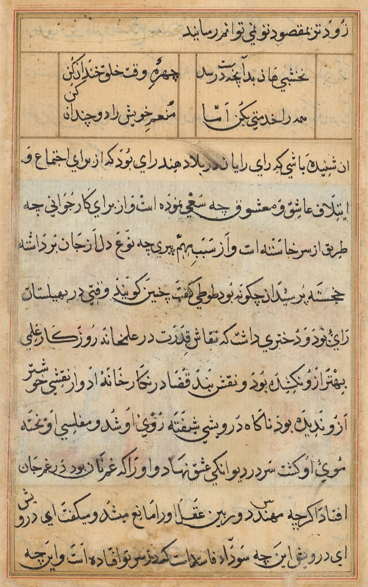Page from Tales of a Parrot (Tuti-nama): text page, detail