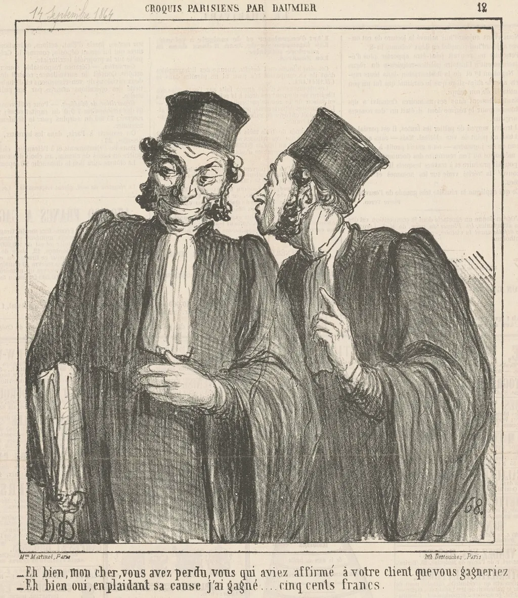 Eh bien, mon cher, vous avez perdu ..., by Honoré Daumier, ink, 1864