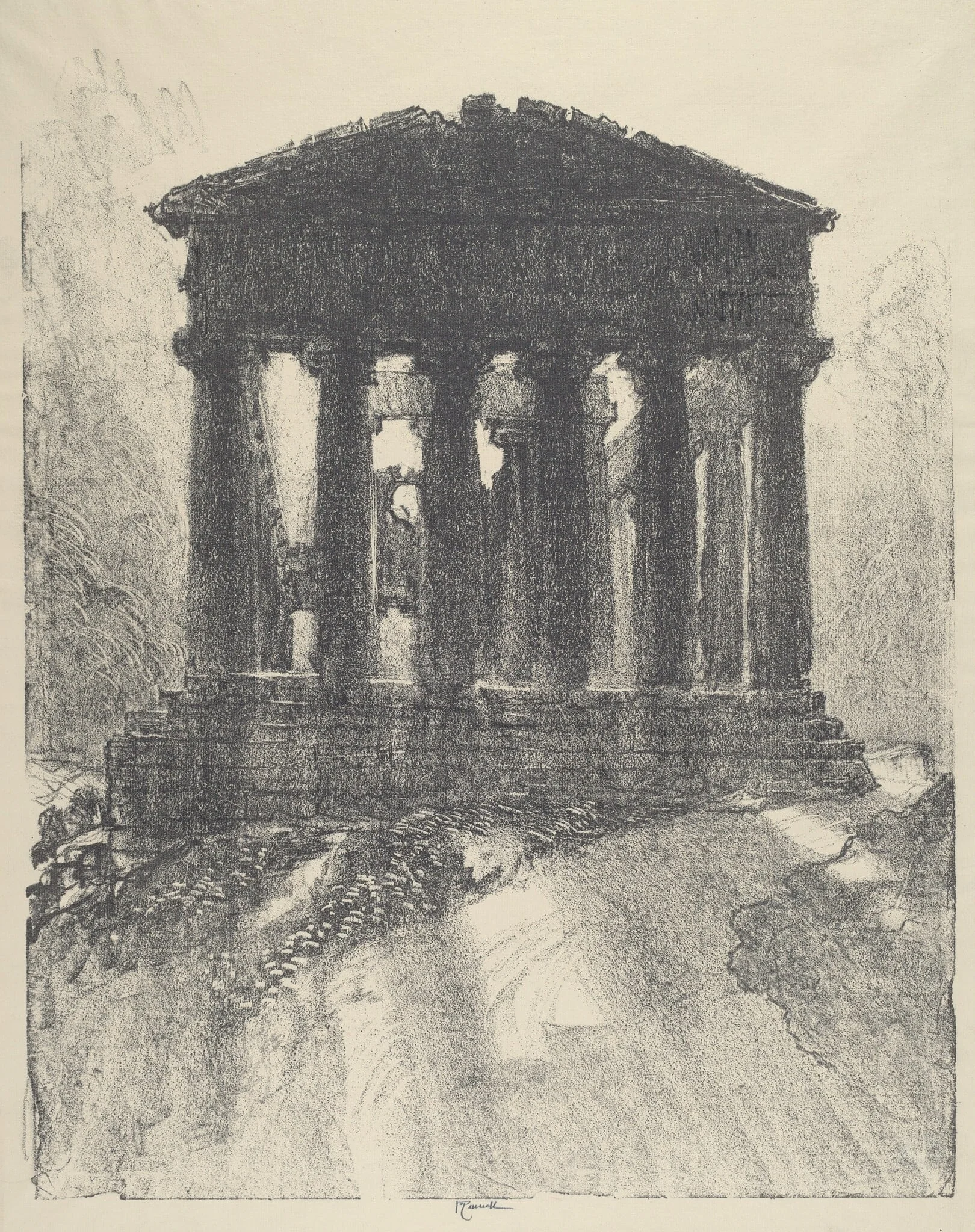 Sunrise Behind Temple of Concord, Girgenti, detail