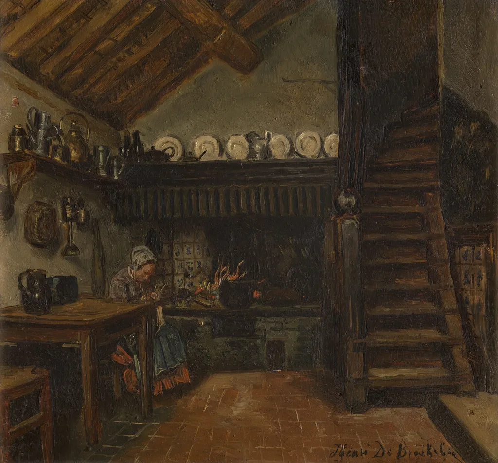 Kitchen, by Henri de Braekeleer, oil, 1867