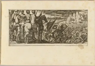 Battle Scene with Cavalry Observing from a Hill, by Antonio Tempesta, ink, 1592