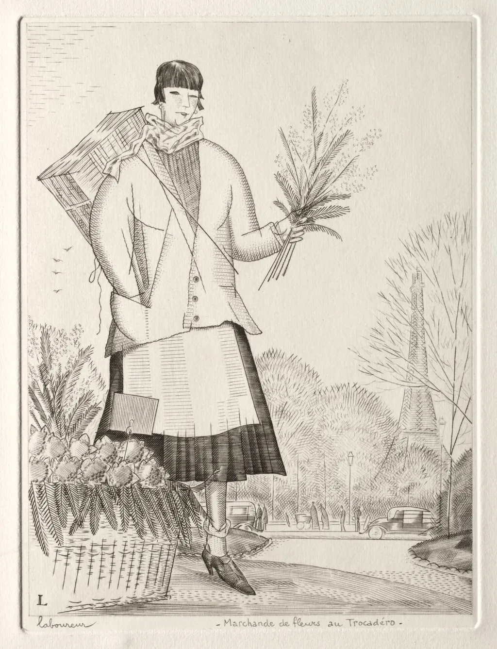 Flower Seller at the Trocadéro, by Jean-Émile Laboureur, 1931