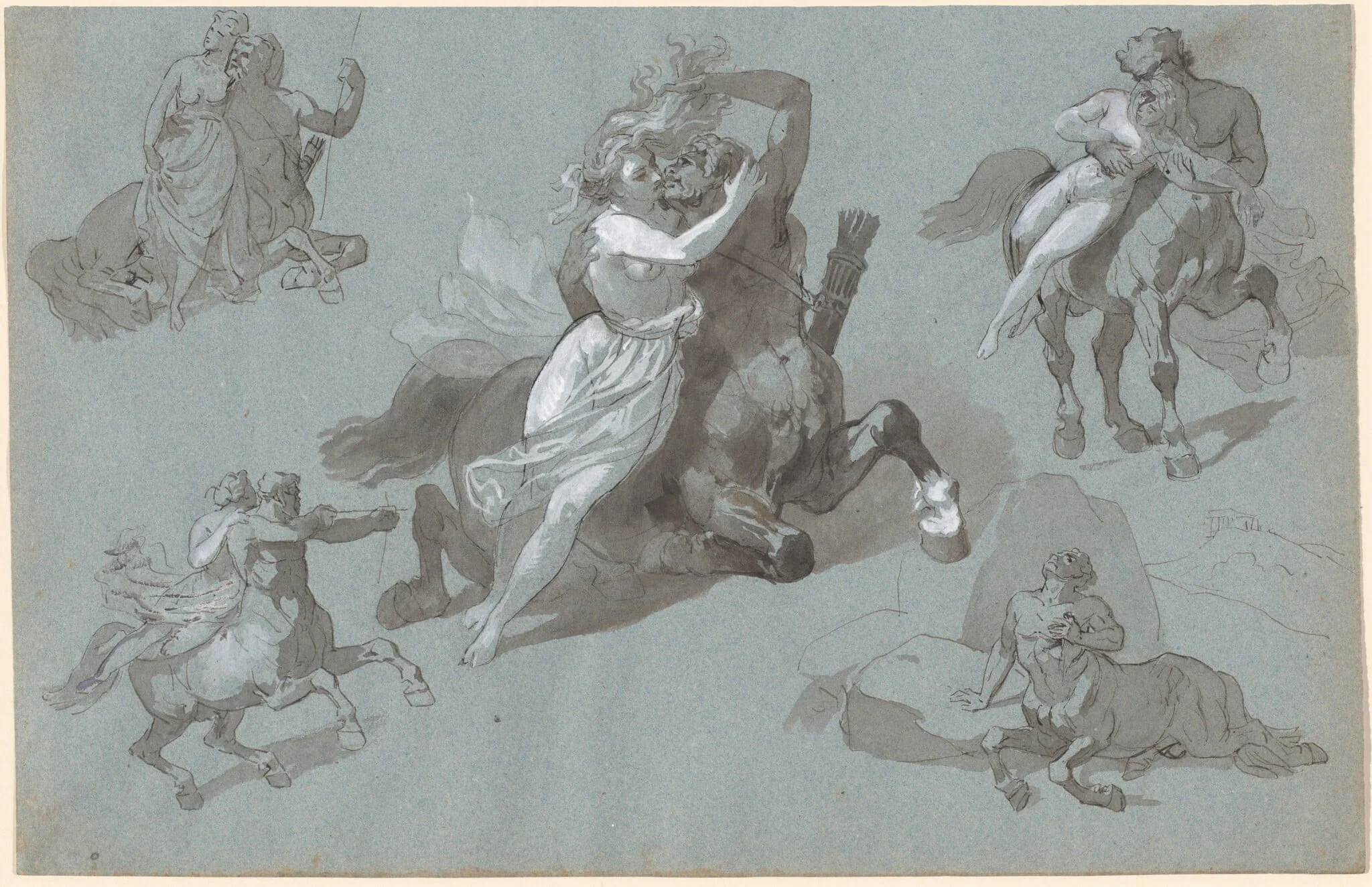 Nessus and Dejanira in Four Poses, and the Dying Nessus, detail