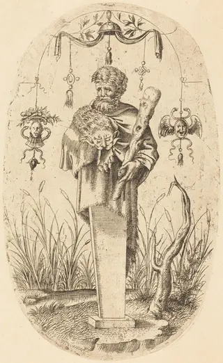 Hercules with His Club, by Jean Mignon, ink