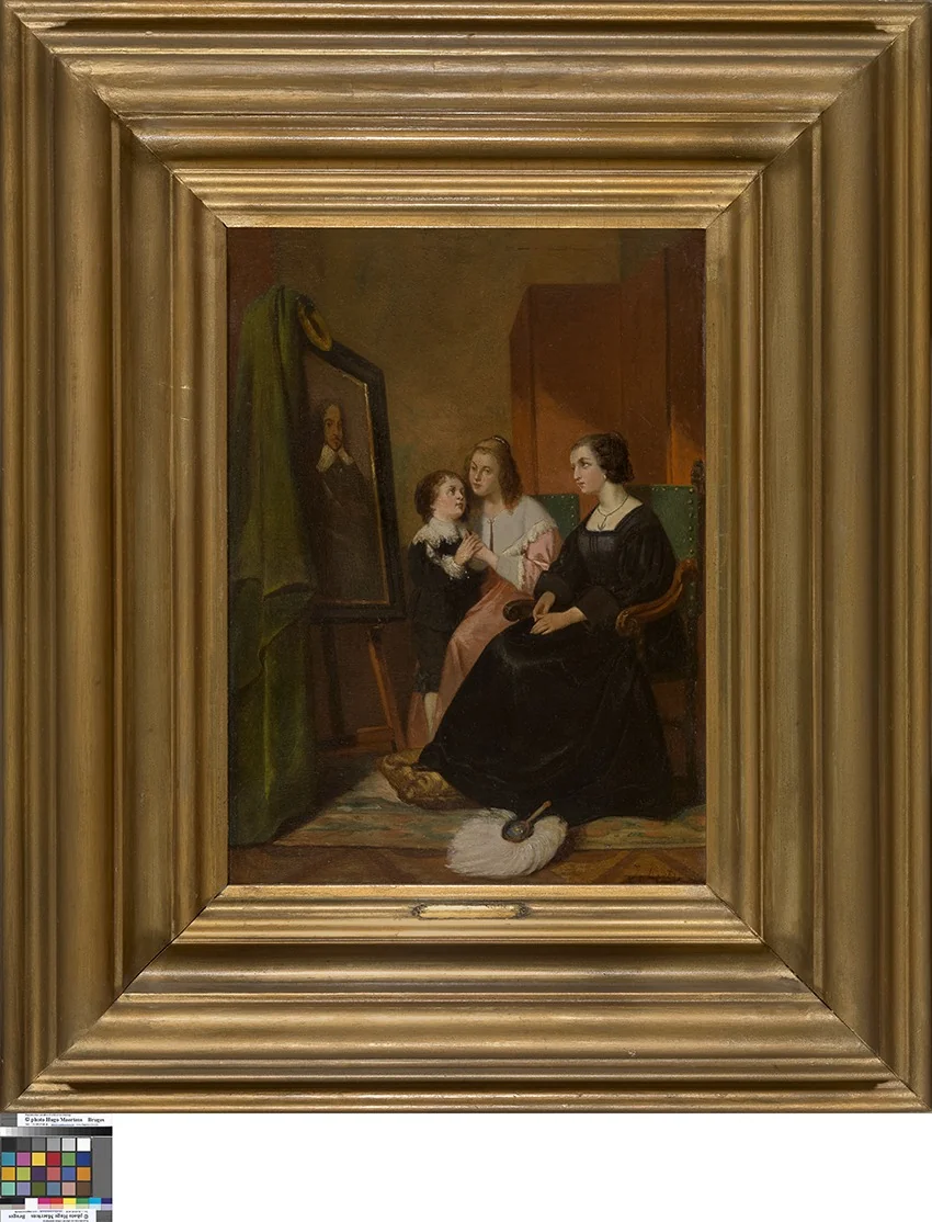 Weduwe voor het portret van haar echtgenoot, detail