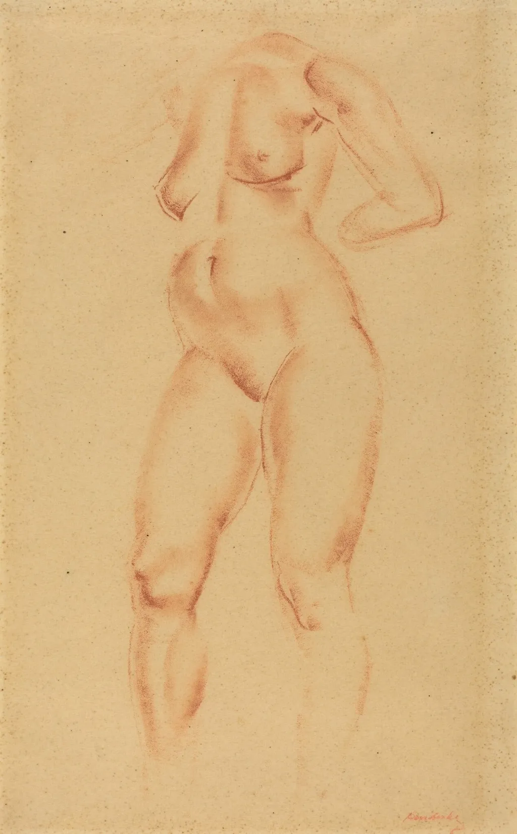 Nude, by Wilhelm Lehmbruck, chalk, 1900