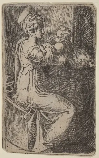 Virgin and Child, by Parmigianino, ink, 1522