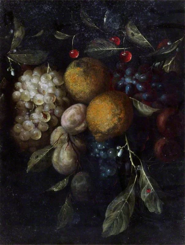 Fruit Piece with Lemons, Grapes, Plums and Cherries, detail