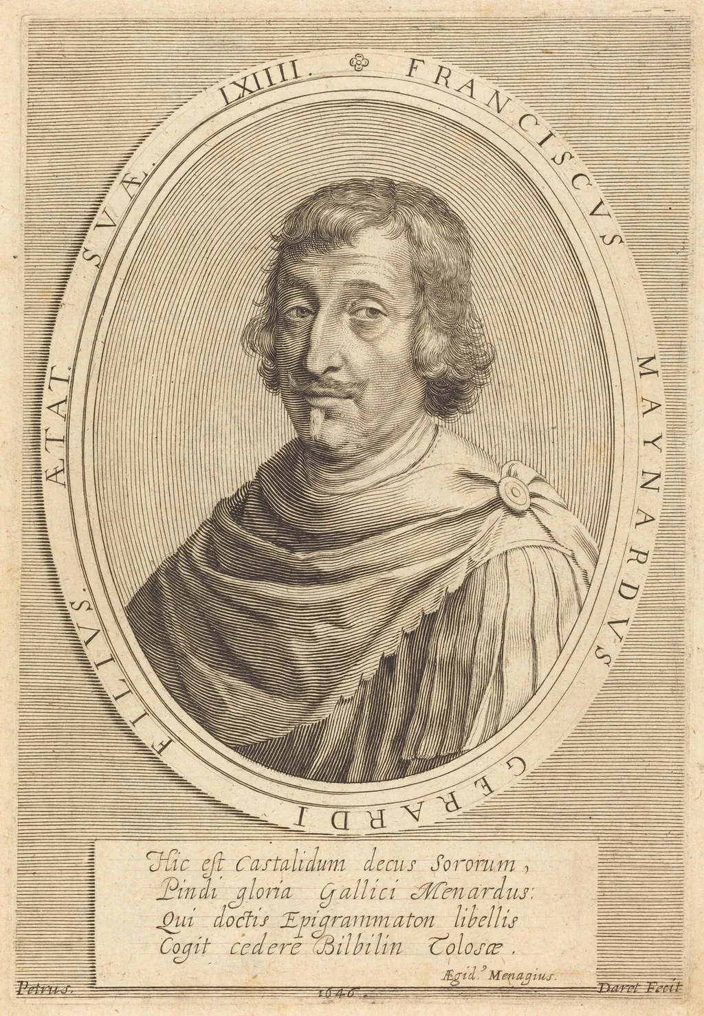 Francois Maynard, by Pierre Daret de Cazeneuve, ink, 1646