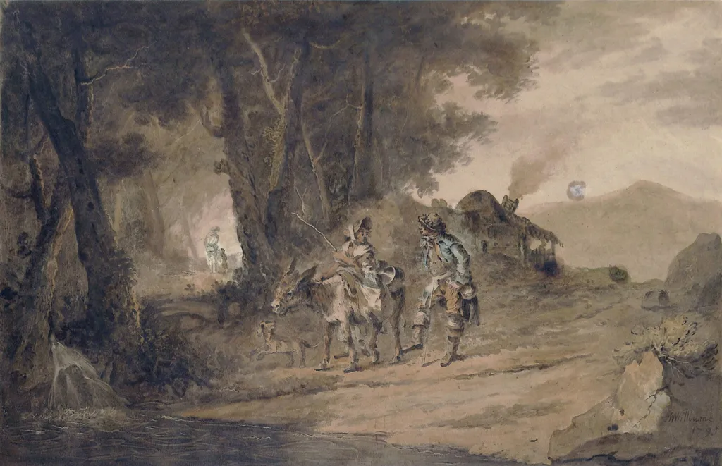 Peasants and Donkey, by William Williams, watercolor, 1795