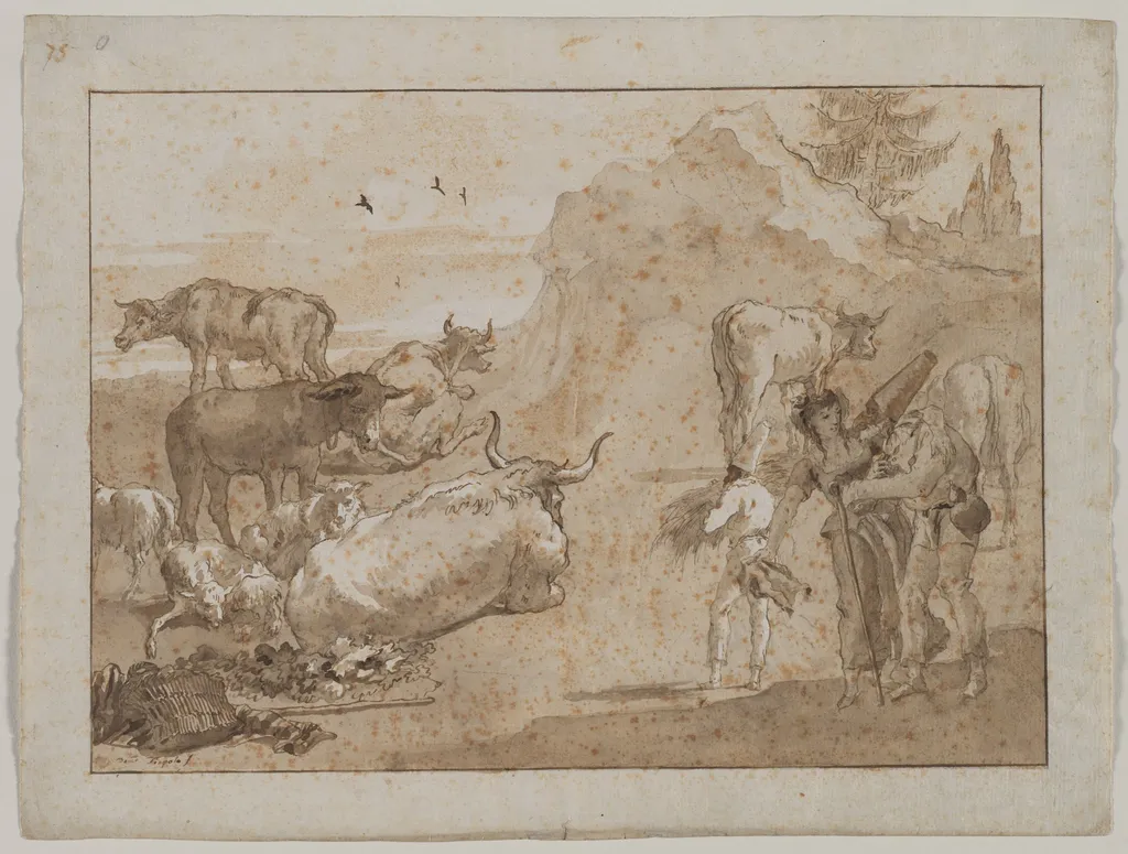 Sheep and Cows, by Giovanni Domenico Tiepolo, 1794