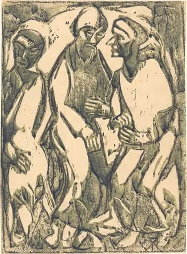 Deliberation (Beratung), by Christian Rohlfs, crayon, 1913