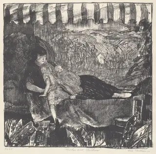 Mother and Children, by George Bellows, ink, 1916