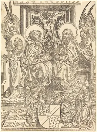 Saints Peter and Paul under a Canopy, by Wilhelm Pleydenwurff, ink, 1476