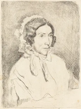 Woman in a Ruffled Cap (Dame agée), by Edgar Degas, ink, 1860