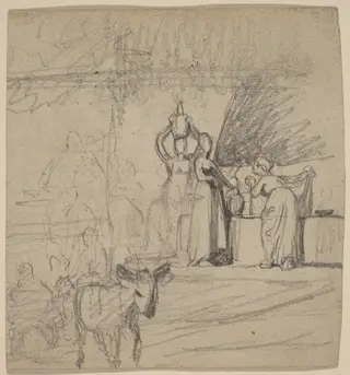 Son and Donkey, by Elihu Vedder, graphite, 1859