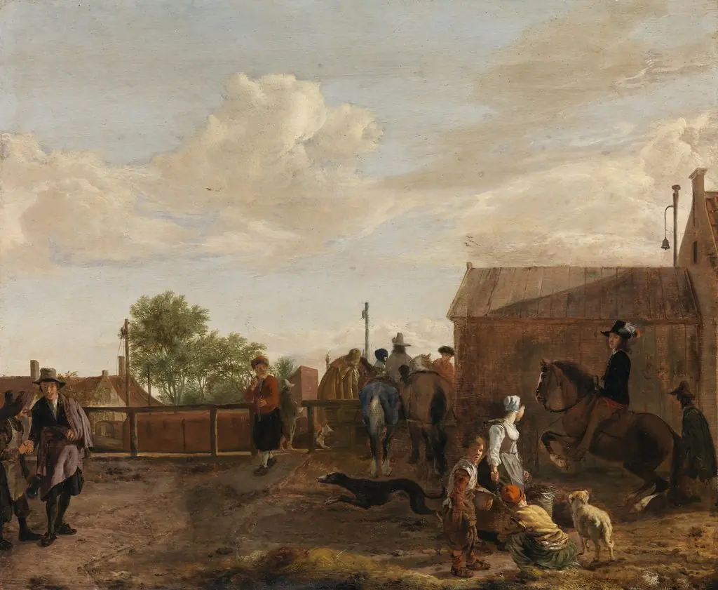 A Canal Boat Station, by Ludolf de Jongh, unspecified, 1649