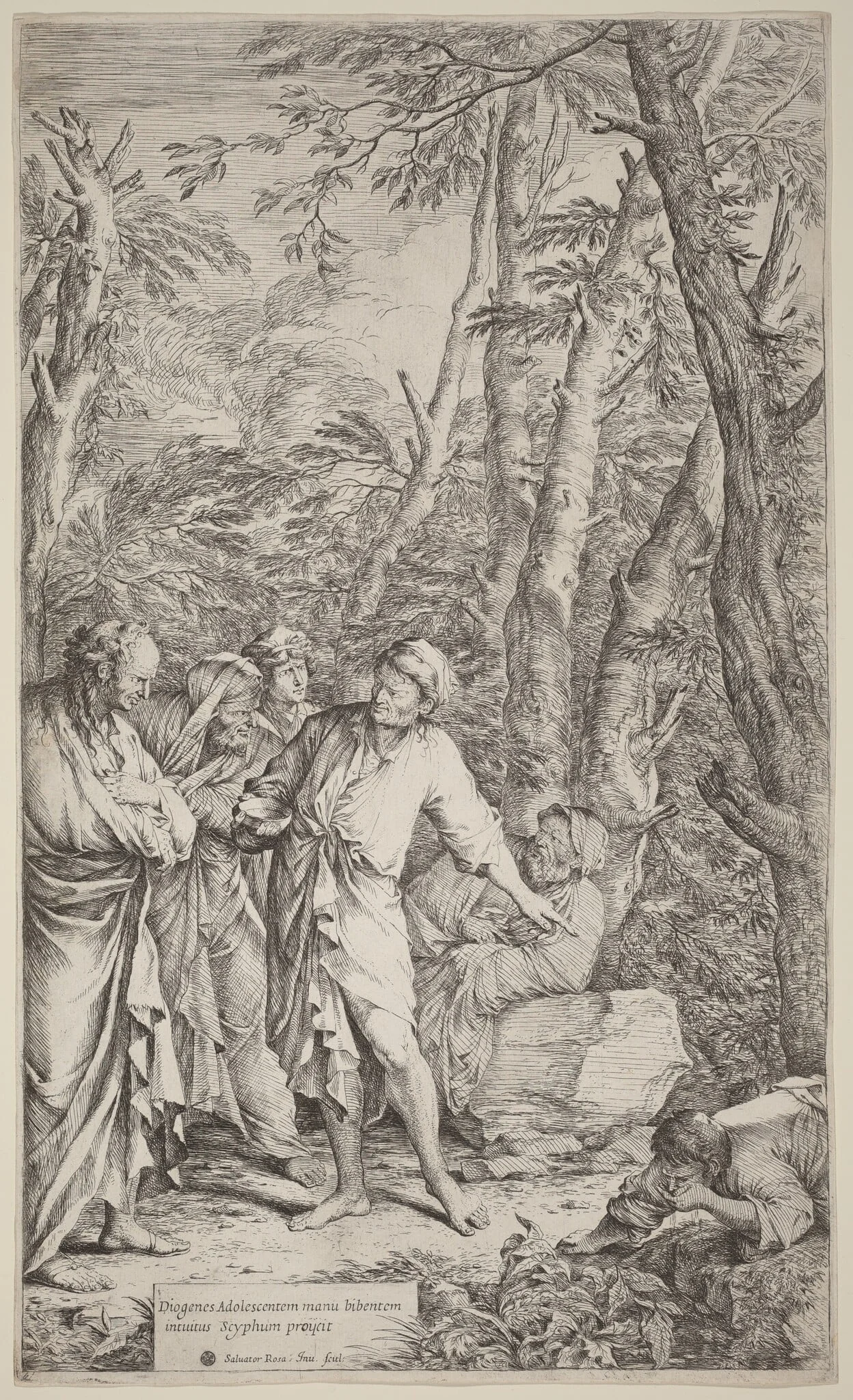 Diogenes Casting Away His Bowl, detail